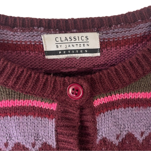 Vintage Classics By Jantzen Striped Knit Sweater/Cardigan - Picture 2 of 3